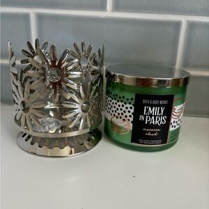 Bath & Body Works Emily in Paris candle and sunflower candle holder